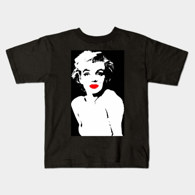 Marilyn Monroe Lips Kids T-Shirt by SiSuSiSu